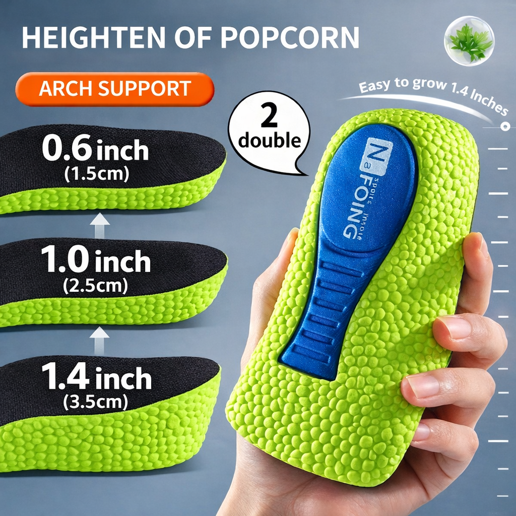 Height Boosting Insoles - instant +0.6 / +1.0 / 1.4 Inch Lift (1.5-3.5cm)